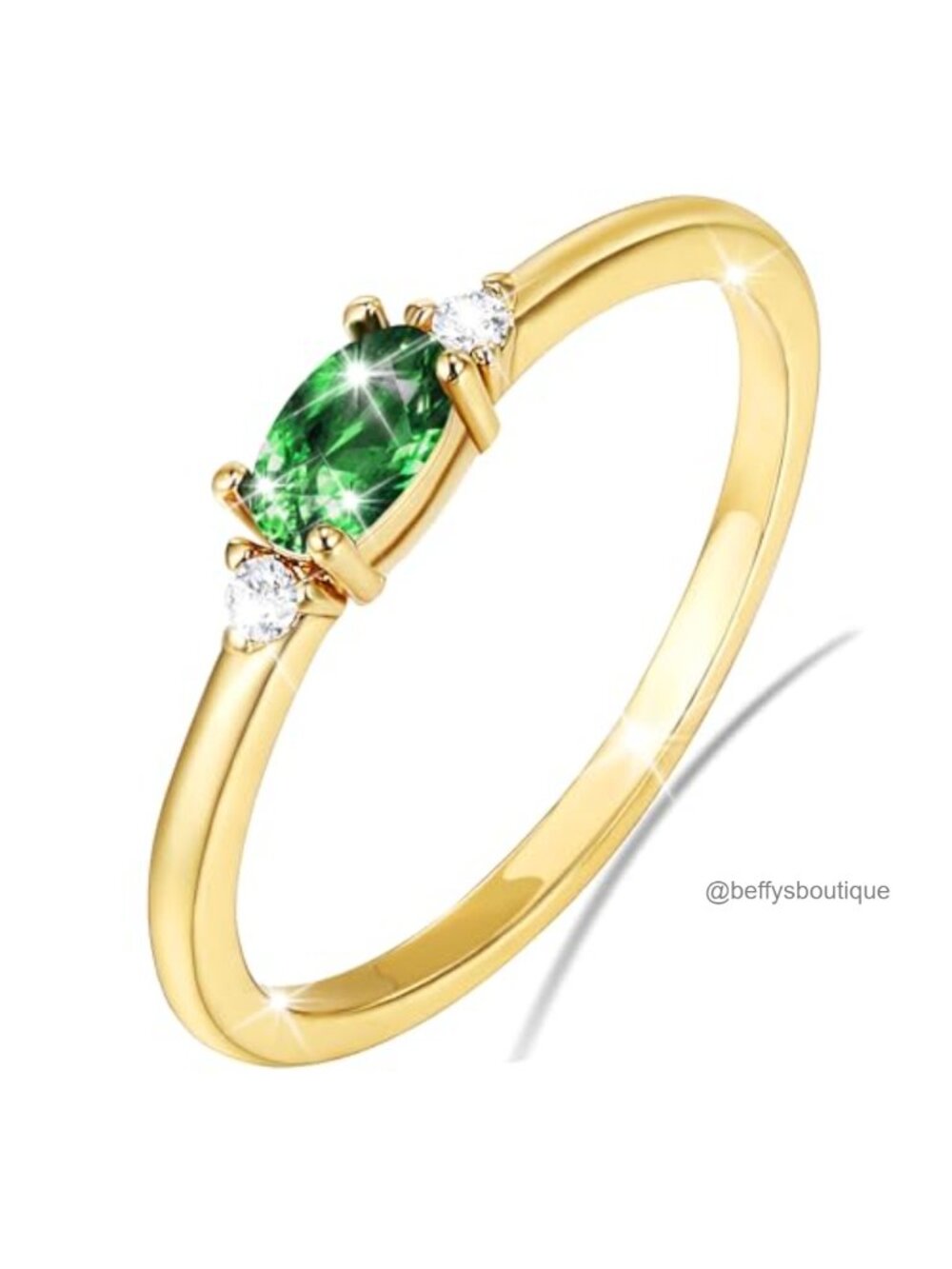 Gold Plated Birthstone Stackable Rings Dainty Pinky Rings for Women